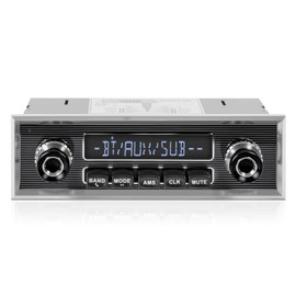 Retro Vintage Radio for Classic Vehicle - Single Din Bluetooth Car Stereo with AM FM USB AUX EQ Subwoofer RCA Output