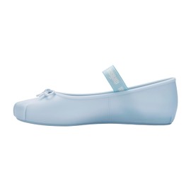 Melissa Sophie Jelly Flats for Women - Soft & Flexible Ballet Flats for Women with Bow Applique & M-Logo Strap, Slip-on Closed-Toe Women’s Jelly Shoes, Ballerina Flats, Pearly Blue, 6