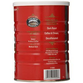 French Market Coffee, French Roast, Medium-Dark Roast Ground Coffee, 12 Ounce Metal Can (Pack of 6)