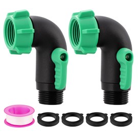 Hose Elbow Adapter 90 Degree Garden Hose Shut Off Valve 3/4-Inch GHT Inlet and Outlet Angle Connector for RV,Heavy-Duty Plastic Water Hose Elbow