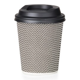 Signature Packaging - Ripple Paper Coffee Cups with Lids - 8oz / 236ml - 50 Pack