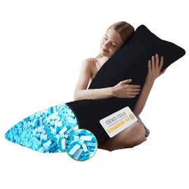 DOWNCOOL Memory Foam Body Pillow Insert with Fiber Cover - Large Full Body Pillows for Adults - Soft Long Bed Pillows for Side Sleepers - 20x54 inch (Black, with Cover)
