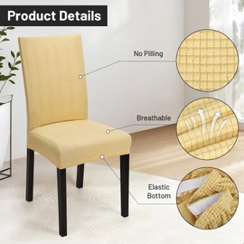 Segus Chair Covers, Pack of 2 Chair Covers, Stretch, Removable and Washable, Beige Chair Covers for Dining Room, Kitchen, Banquet, Wedding (Polar Fleece)