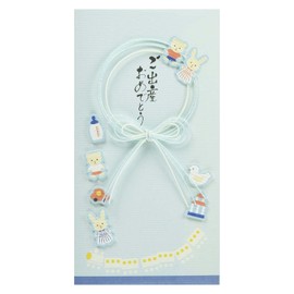 SCV105-12 Ishibori Center, Gold Seal, For Baby Showers, Animals, Approx. 3.7 x 7.1 inches (9.5 x 18 cm), Light Blue