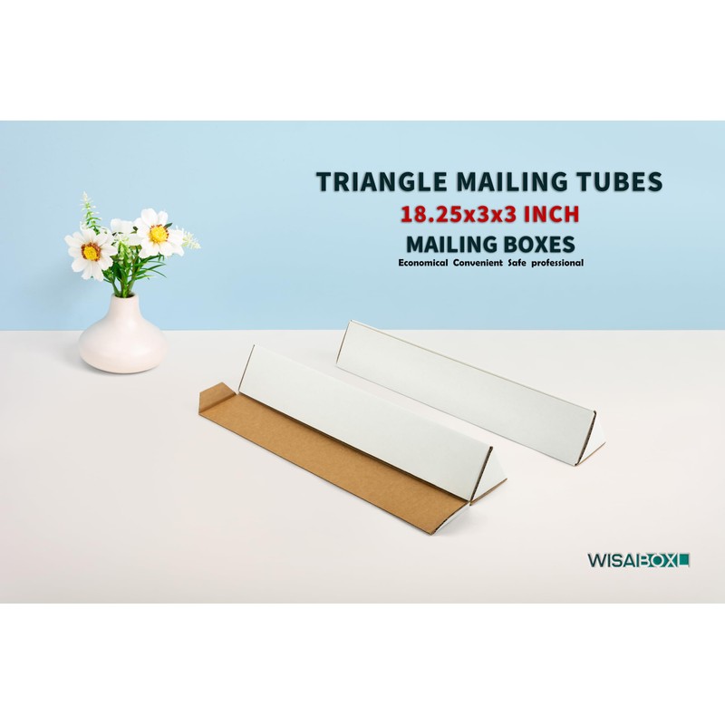 wisaiboxl Triangle Mailing Tubes, 18.25x3x3 inch Shipping Box, 25-Pack