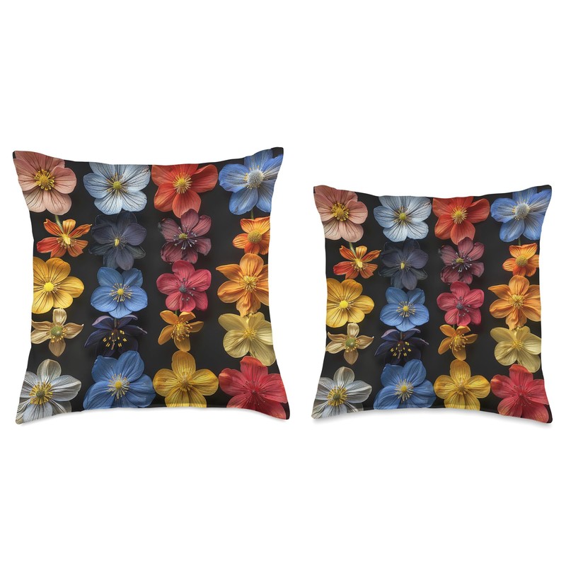 Epimedium Flower Pattern Graphic Throw Pillow