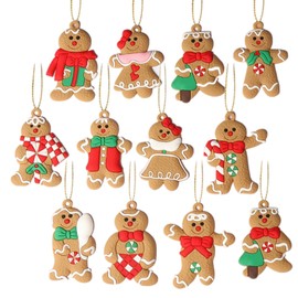 Christmas Tree Decorations with Lanyard, Gingerbread Men for Christmas Tree Christmas Scene Decorations, Christmas Tree Ornaments (Style C)