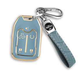 MILD EAST For GMC Key fob Cover with Keychain Fit for Chevy Silverado and GMC Sierra Terrain Acadia 1500 2500HD 3500HD 5 buttons TPU Key Fob Case Shell