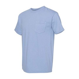 Comfort Colors Men's Adult Short Sleeve Pocket Tee, Style 6030 (Large, Washed Denim)