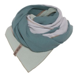 KNIT FACTORY - Fay Pareo/XL Scarf - Beach Towel, XXL Scarf and Pareo in One - Multifunctional Muslin Scarf - Summer Towel Dress - Women's Pareo Made of 100% Organic Cotton - Stone Green/Vintage Green