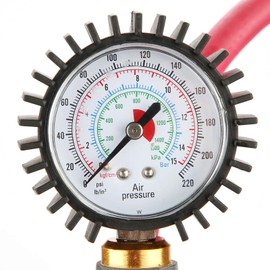 LiebeWH Tire Inflator with Pressure Gauge 1/4 Trunk Motorcycle Tire Tyre Pressure Dial Gauge Air Inflation Inflator Pump Gun