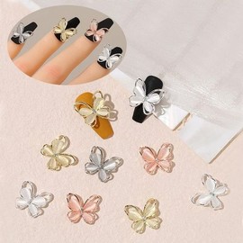 Nail Art: 4 Types of Premium Moonstone Butterfly Nail Charms with a Subtle Glow / 네일아트 은은한 광채 고급 문스톤 나비 네일파츠 4종