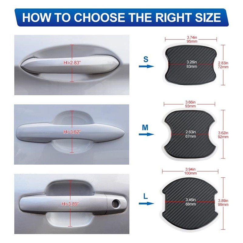 JDMON Car Door Handle Cup Scratch Protector, 4Pcs TPU Carbon