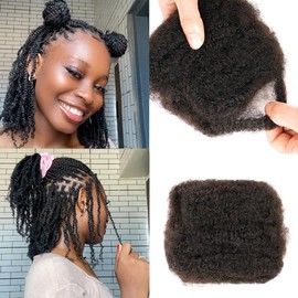 Youngther Afro Kinkys Bulk Human Hair 16 inch Natural Black loc extensions human hair for Dreadlocks extensions repair Locs, Twists/Braids（16 inch 1B）