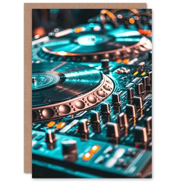 Artery8 DJ Decks Close Up Record Player Mixing Music Fan For Him Man Birthday Card