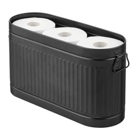 mDesign Large Steel Free Standing Toilet Paper Organizer, 6-Roll Tissue Storage Holder Container Bin for Bathroom Floor, Fits Under Sink, Vanity, Shelf, In Cabinet, Corner, Oscar Collection - Graphite