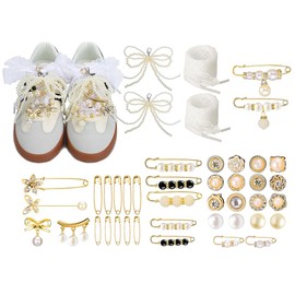 Hitopin 43 Pieces Shoes Charms for Sneakers Socks, Pearl Shoe Lace Charms Jewelry, Stylish Shoe Decoration Charms, Charms for Shoe Shoelace Junk Socks, for Clothes, Hats Decorate, As shown in the