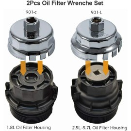 YMT 2pcs Steel Oil Filter Wrench Removal Cap Tool for Toyota Lexus 1.8L & 2.5L-5.7L
