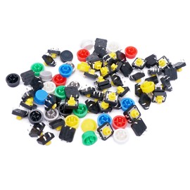 TWTADE/140PCS Tactile Push Button Switch 4 Pin Momentary Tact Switches 12x12x7.3mm with 7 Color Switch Caps (70Sets)