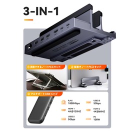 PC Stand Docking Station 2 HDMI: QUUGE 6-in-1 USB Dock, Vertical HDMI 2 Ports, 4K@60Hz, 2 Screen Output, USB-C Hub, Stand Type, PD Compatible, 85W Rapid Charging, 2 x USB 3.0, 5Gbps Data Transfer