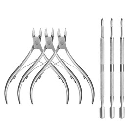 siyuwuro 6Pcs Cuticle Trimmer with Cuticle Pusher, Professional Stainless Steel Dead Skin Cutter, Nail Cuticle Remover Manicure Pedicure Tool Set for Fingernails and Toenails