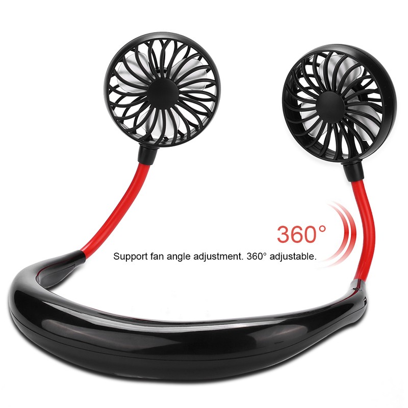 Hands free Neck Hanging USB Charging Outdoor Mini Portable Fan(Black)