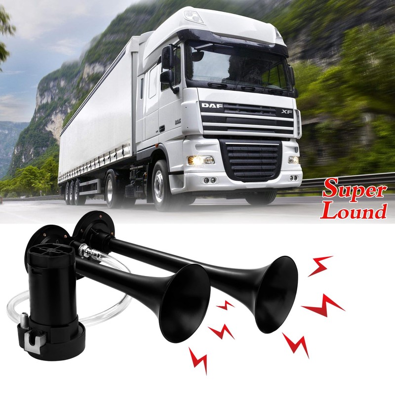 150db Super Loud Dual Trumpet Air Horn Kit with Compressor