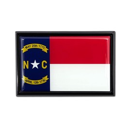 Elektroplate Premium North Carolina NC State Flag All Metal Black Frame Chrome Emblem for Cars, Trucks, and All Auto | Universal Fit at 2.5" x 3.8" | Weatherproof