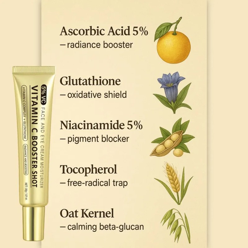 Crema Hidratante Facial Y Contorno De Ojos Vitamina C