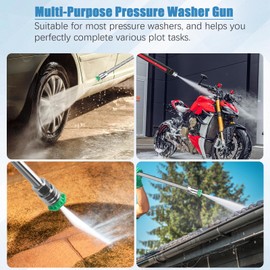 High Pressure Washer Gun with 2 Pressure Washer Wands, 5 Nozzle Tips, Swivel 3/8" Plug & M22 Fitting, 38 Inch, 5000 PSI
