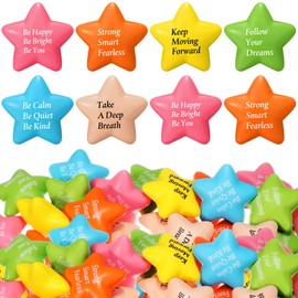36 Pcs Motivational Stress Balls Quotes Inspirational Funny Colorful Foam Balls Hand Exercise Stress Relief Gifts for Office Small Anxiety Balls for Relief Motivating Supply (Star)