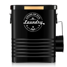 Laundry Detergent Powder Container Dispenser Holder for Laundry Room Organization. Metal Laundry Soap Dispenser with Scoop and Lid. Modern Farmhouse Laundry Room Decor and Accessories (Black)