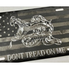 BLVD Engraved US Flag Gadsden DONT TREAD ON ME Car Tag Diamond Etched License Plate
