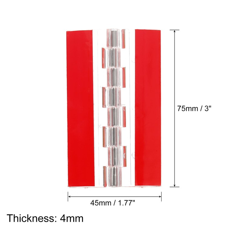 uxcell 2Pcs Acrylic Hinges, 75x45mm Self-Adhesive Clear Hinge with Stainless