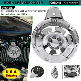 Unbranded Chrome 110dB Horn Speaker Cover For Harley Dyna Road King Glide Softail Big Twin