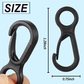 100 Pieces Plastic Lanyard Hooks Mini Snap Clip Hook Spring Hanging Buckle Plastic Keychain Lobster Clasp for Face Protectors Lanyard Key Chain Purse Card, Black