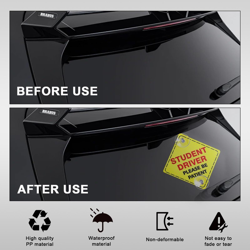 Wevdn 2 PCS Student Driver Sign for Car Window, 5"×5"