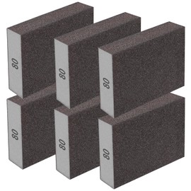 Eoppen 6Pcs Sanding Sponge 80 Grit Sanding Block Washable and Reusable for Wood, Metal, Wall Polish