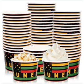 Whaline 50Pcs Juneteenth Treat Snack Cups Red Green Yellow Disposable Paper Bowls 6.5oz 19th of June Paper Cups Ice Cream Bowl for Dessert Treats Freedom Day Party Favor Supplies Decor