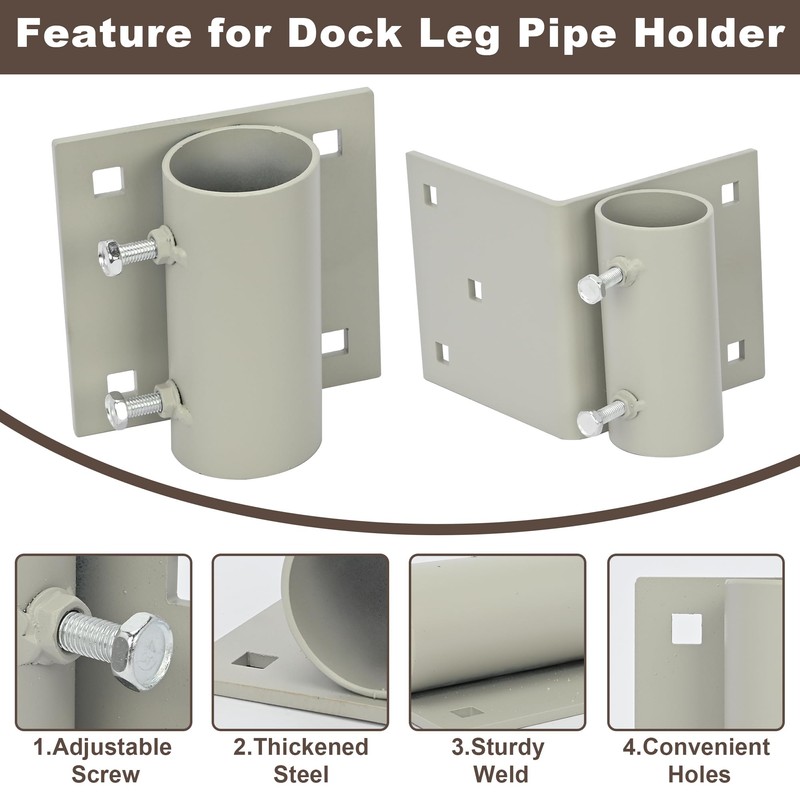 tonchean 4 Pack Stationary Dock Side Leg Pipe Holder Brackets,