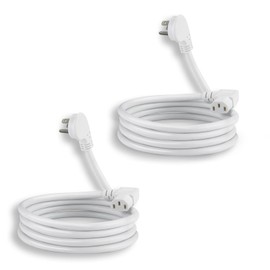 POWERCORDS 6FT 90Degree Computer Power Cord, Flat Plug to Right Angle IEC C13 Power Cord, Universal PC Power Supply Cord, 16AWG, White C13 3 Prong Angled AC Power Cord for PC Monitor/TV, 2-Pack