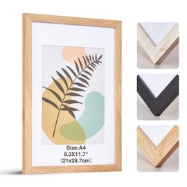HOUSE DAY A4 Photo Frames, 1pcs Picture Frames for Wall Mount, Wedding Photo Frame with Safe Perspex Front, A4 Wooden Frame for Family Photos, Certificate or Poster 29.7x21cm