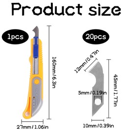 Cutter, Professional Acrylic Cutter with 20-Piece Cutting Blade, Curved Handle, for Acrylic Plates, Plastic, Cut, Acrylic Plate PVC Panels Transparent, ABS Plastic Plate