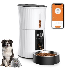 2026 Local Stocks Automatic Wifi Smart Pet Feeder 4L Timing Microchip Dog & Cat Dispenser Auto Plastic FeedersColor: White, Volume: 4L, Size: 19.6 * 19.6 * 36 cm