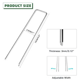 10 Pack Galvanized Landscape Staples, 6 Inch U-Shaped Garden Stakes, Metal Tent Stakes, Ground Stakes for Outdoor Decor Landscaping Securing Weed Barrier Fabric, Silver