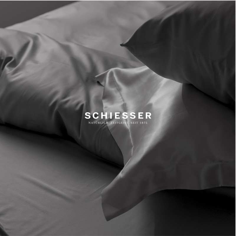 Schiesser Ella Cushion Cover Set, 2-Piece Set, Plain, Satin, 100%
