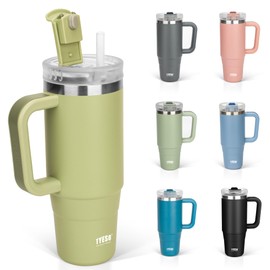 TYESO Tumbler 1.2L Water Bottle, Insulated Stainless Steel Bottle, Water Bottle with Straw, Handle, Jug, Outdoor, Vacuum Insulated, Double Structure, Wide Mouth, Large Capacity, Direct Drink, for