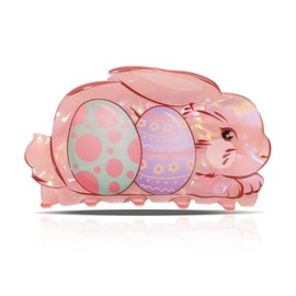 Easter Fun Hair Clips,Funny Cute Bunny Bow Rabbit Claw Clips, Adorable Easter Eggs Rabbit Cartoon Acrylic Hair Clip Artistic Hair Accessories for Women and Girls, Pink Bunny