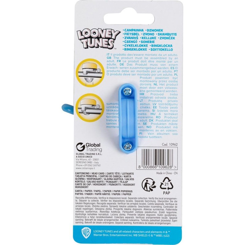 Looney Tunes Bicycle Bell for Girls Metal Tweety Sylvester Blue