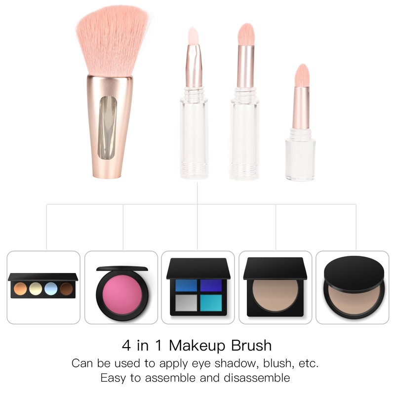 4 in 1 Makeup Brush Simple Elegant Portable Transparent Handle